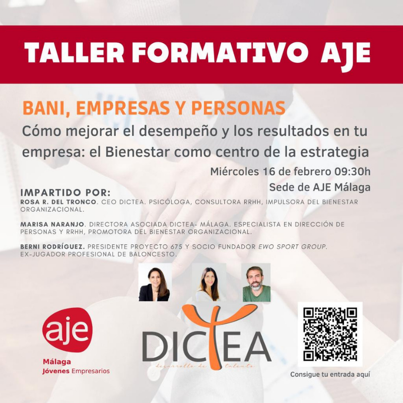 Evento: Bienestar organizacional. Taller formativo Asociación Jóvenes Empresarios de Málaga
